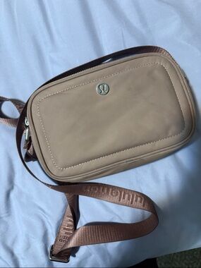 lululemon Belt Bag in Taupe with Brown Strap